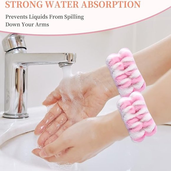 BOGOWomen's Face Washing Wristbands Wrist Towels for Washing Face 1 set(2 bands) - Picture 11 of 16